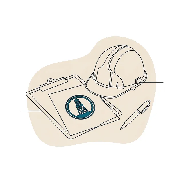 Porte-document et feuille tamponnée sur une table de chantier
